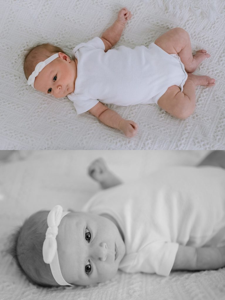 Baby girl at Michigan newborn at-home photo shoot