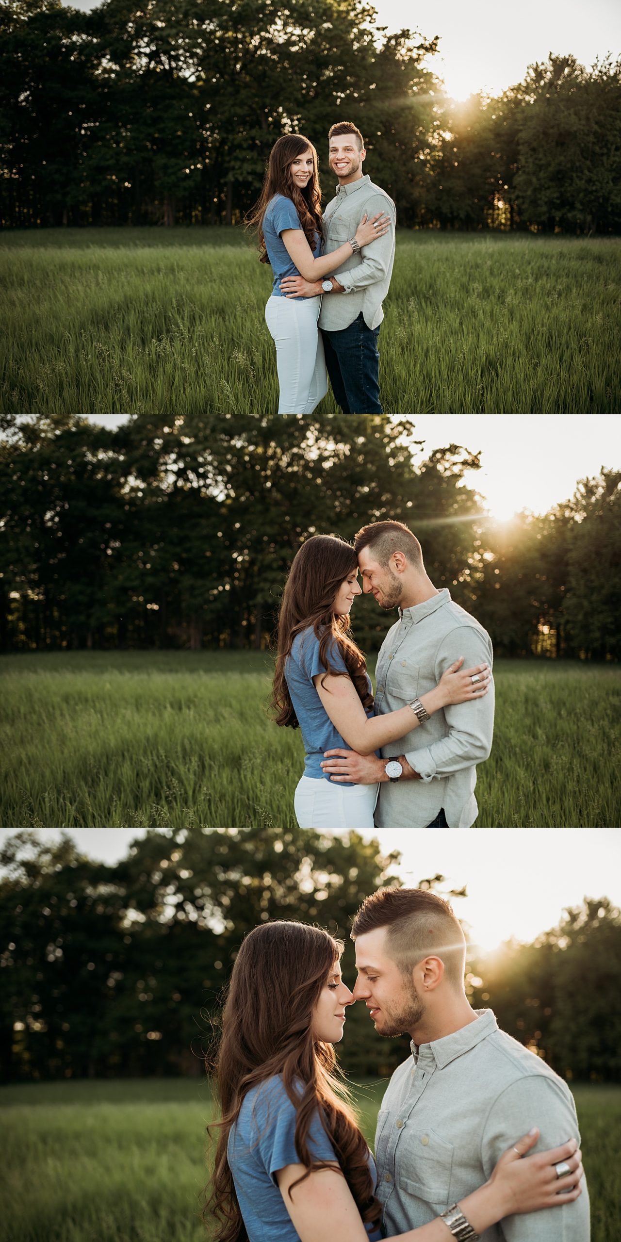 Engaged couple kiss at sunset of summer day engagement session with Brighton engagement photographer