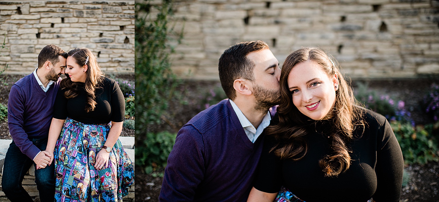 Lansing engagement session with men and women with purple accents