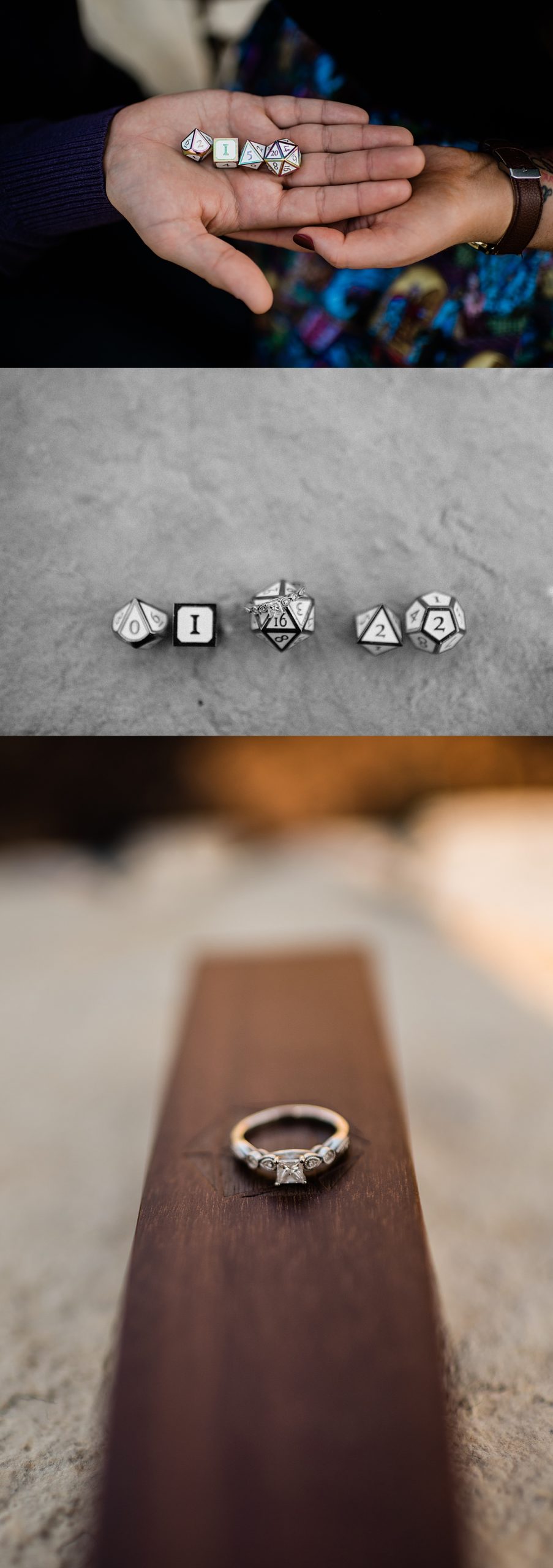 Couple has significant dates on dice as remembrance for engagement day and wedding day