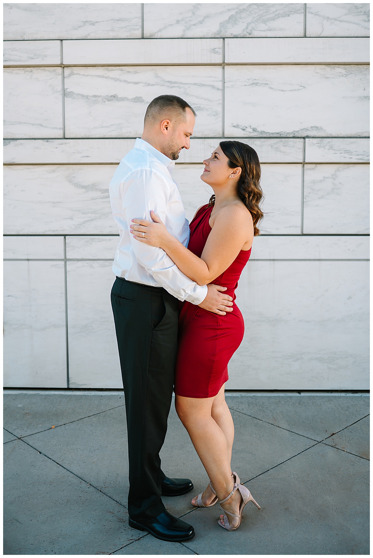 Couple look at each other for Michigan Wedding Photographer