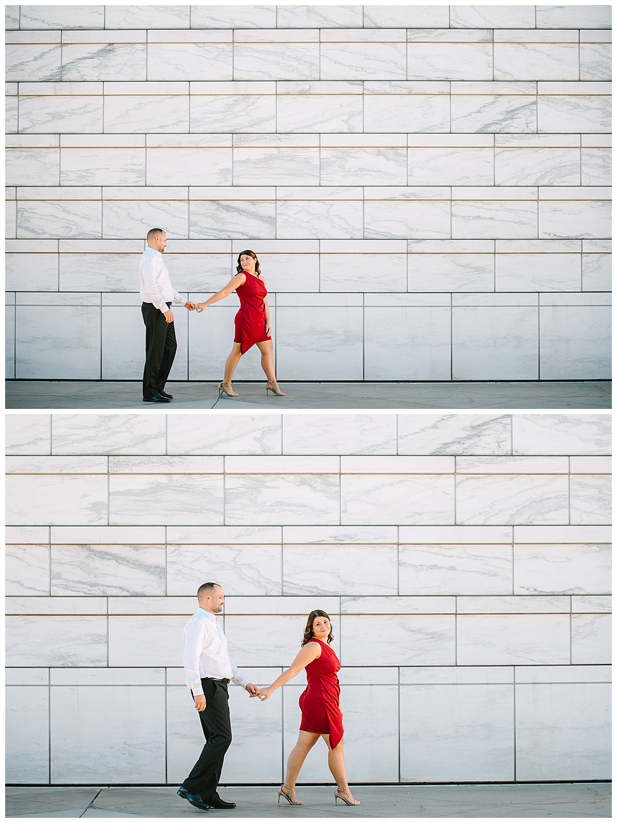 Woman leads man while walking for Brittany Emerson Photography