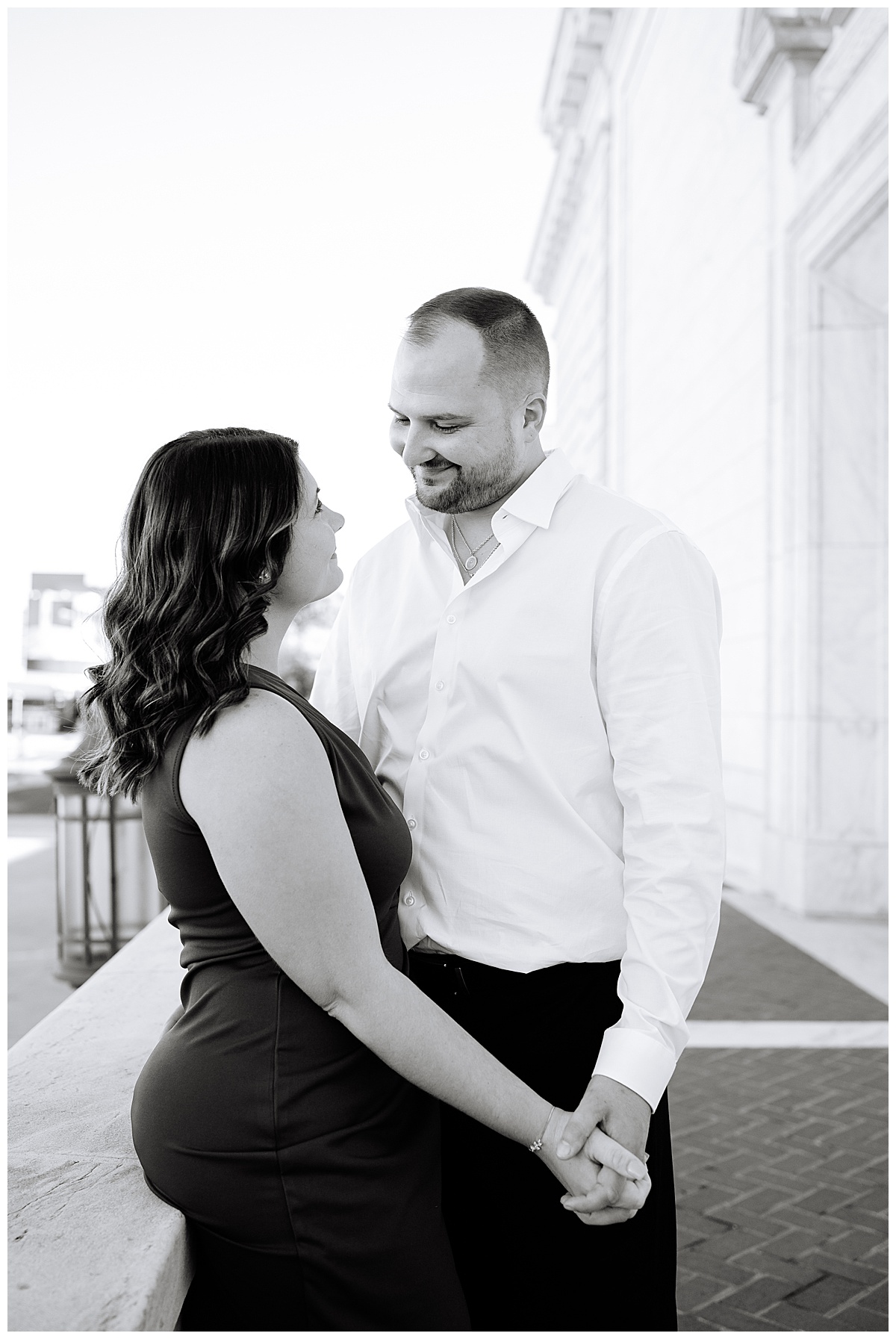 Man and woman smile at one another for Brittany Emerson Photography