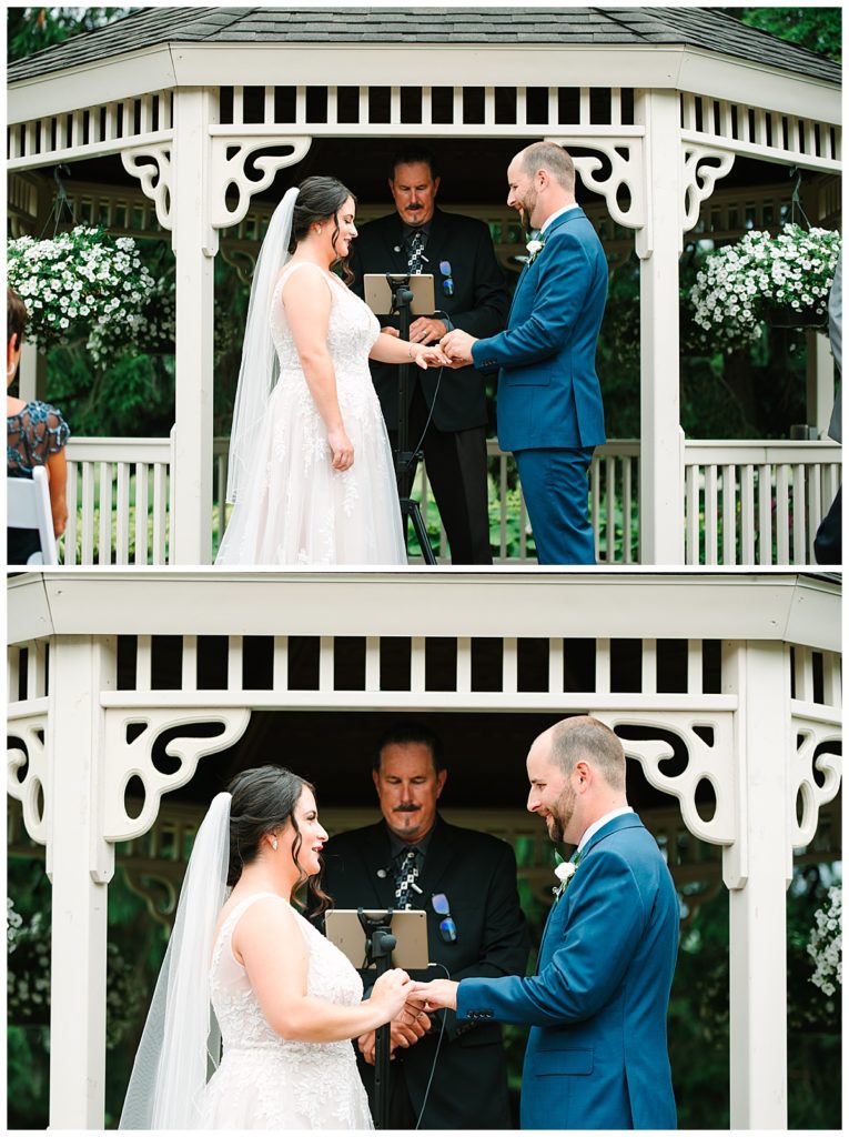 Couple exchanging rings for Brittany Emerson Photography