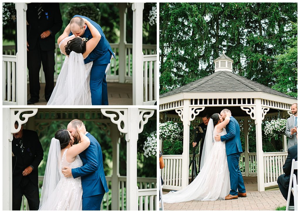 First kiss as married couple at Fox Hills Golf Club