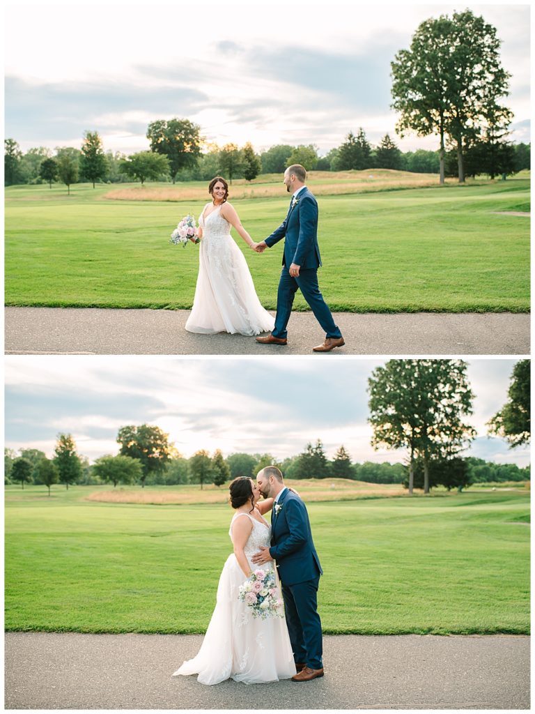 Couple walking together at Fox Hills Golf Club