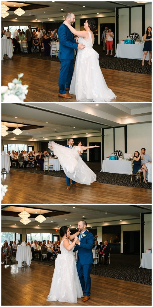 Husband and wife dancing together for Michigan Wedding Photographer