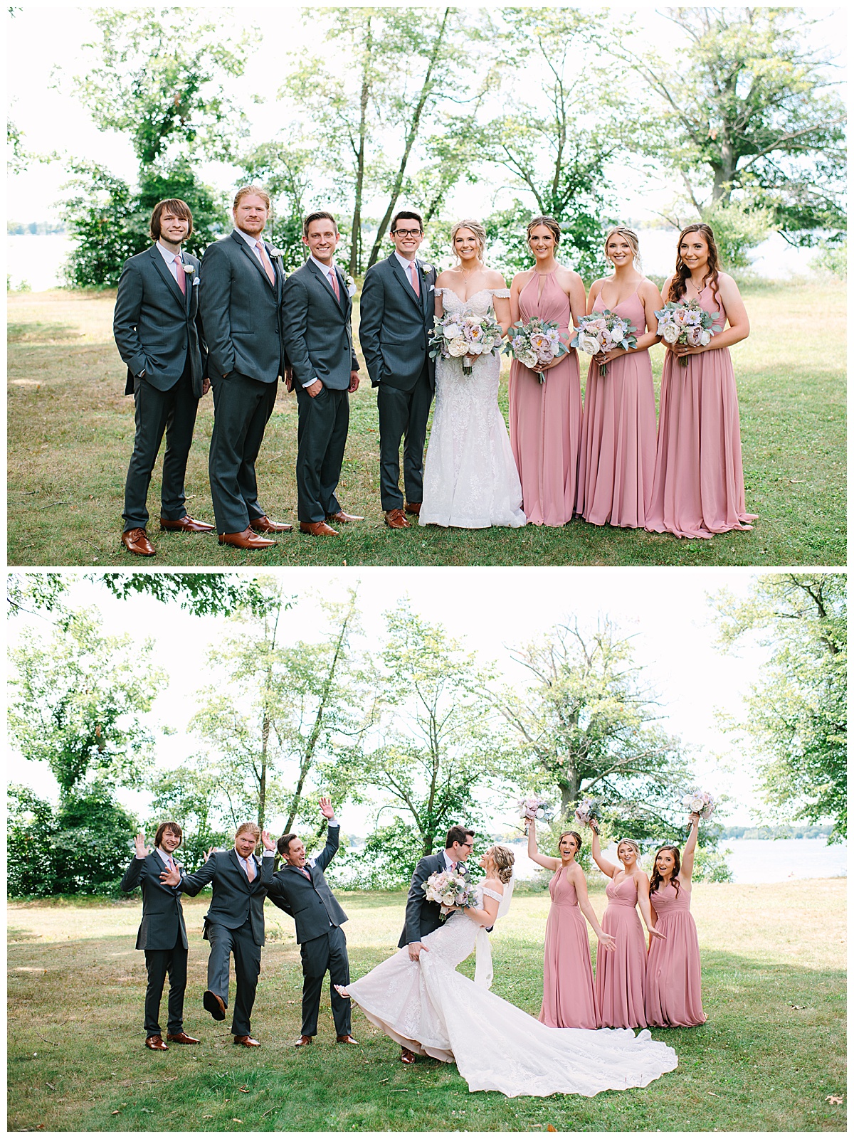 Bridal party smiles big for Michigan Wedding Photographer
