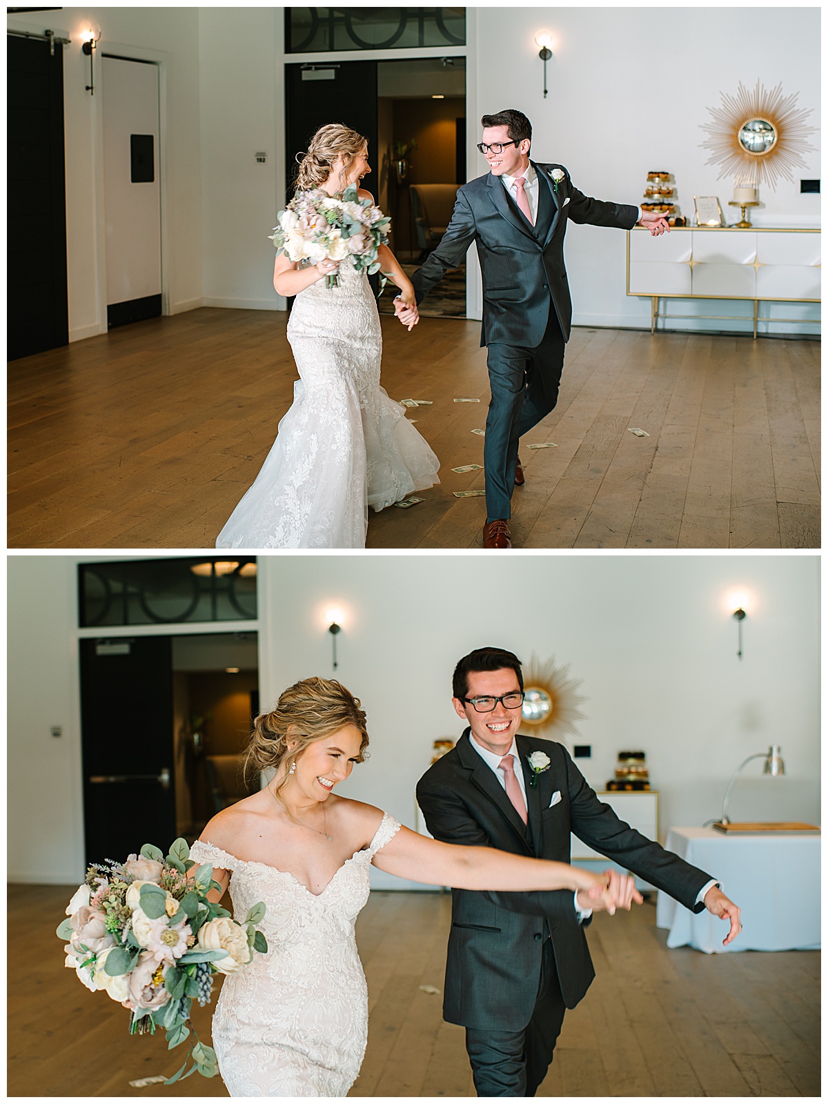 Newlyweds enter the dance floor for Michigan Wedding Photographer