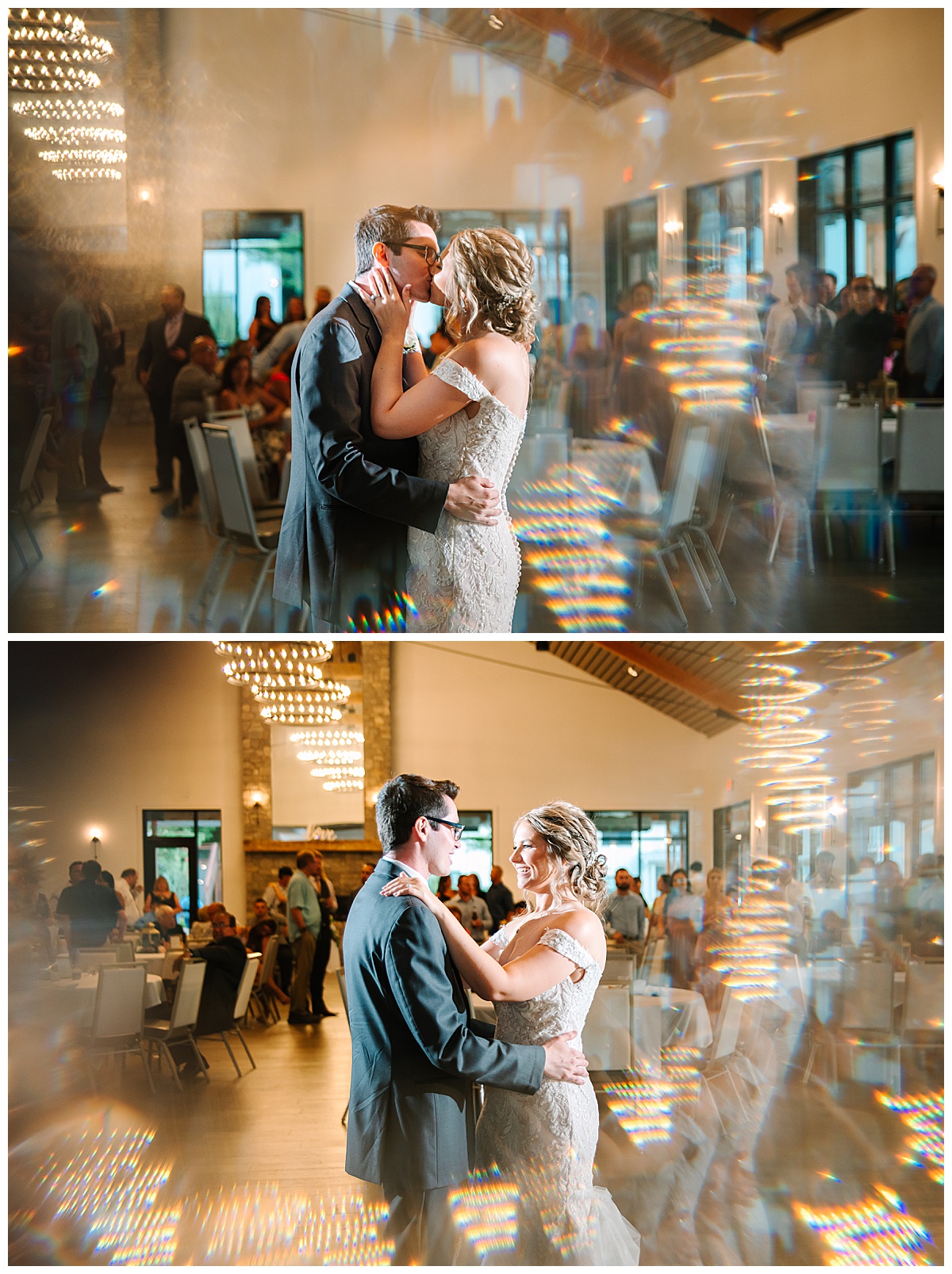 Kisses on dance floor by Michigan Wedding Photographer