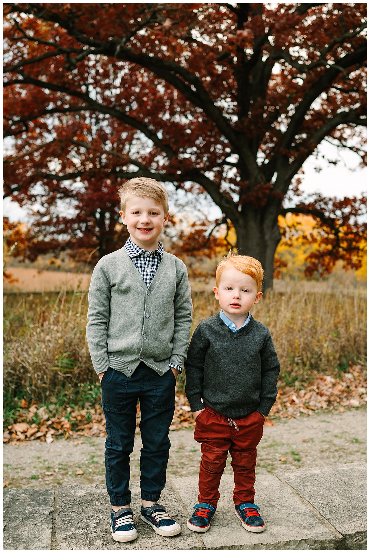 Brothers smile together for White Lake Family Photographer