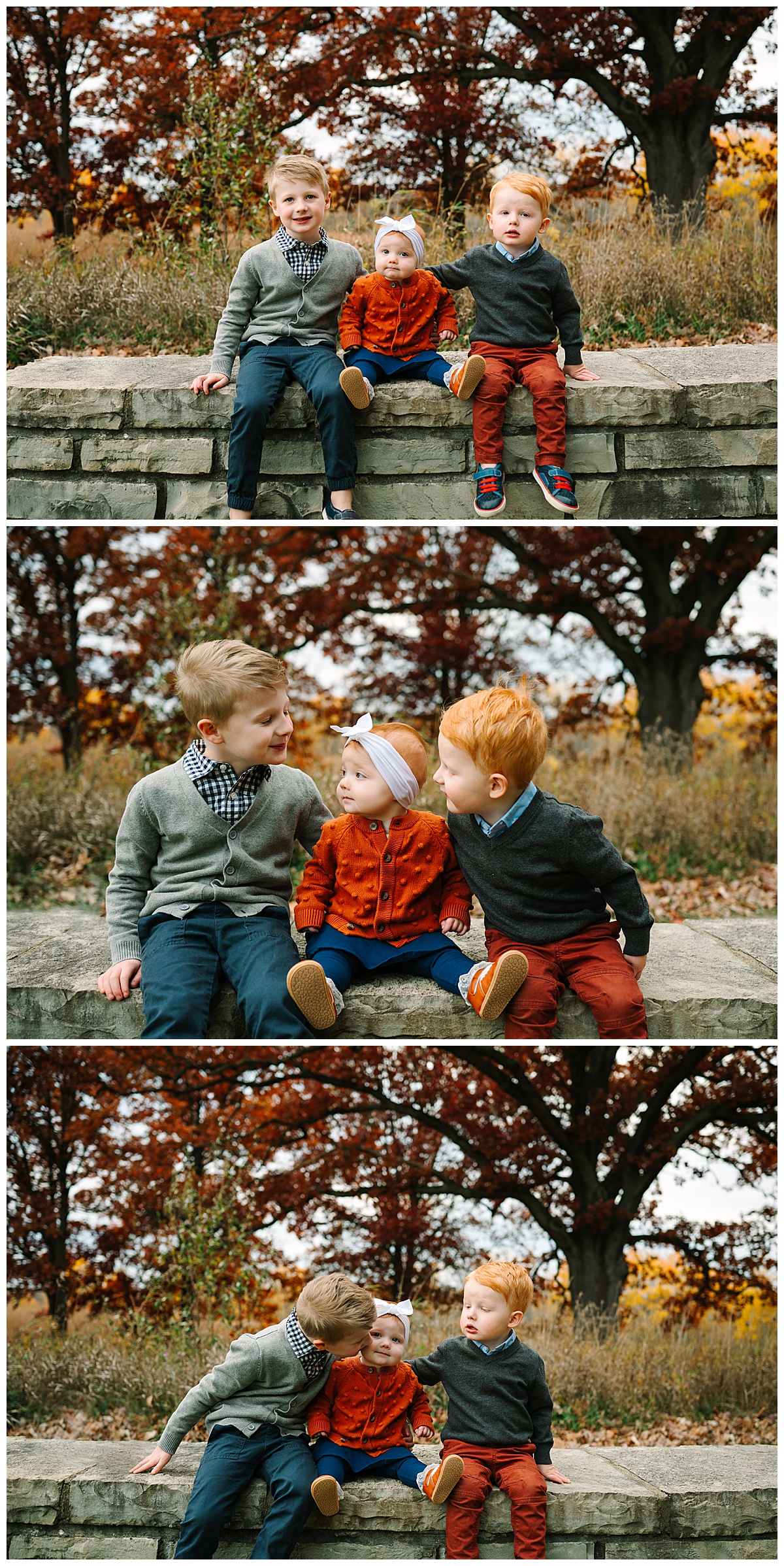 Siblings sit on wall for Brittany Emerson Photography