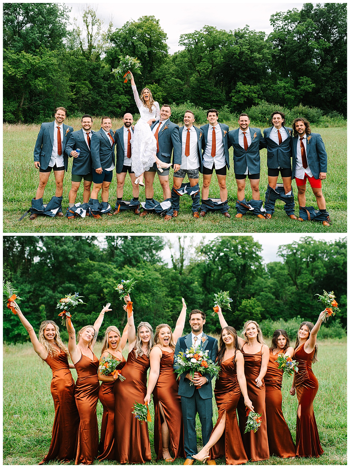 Bride with groomsmen and groom with bridesmaids for  for Michigan Wedding Photographer