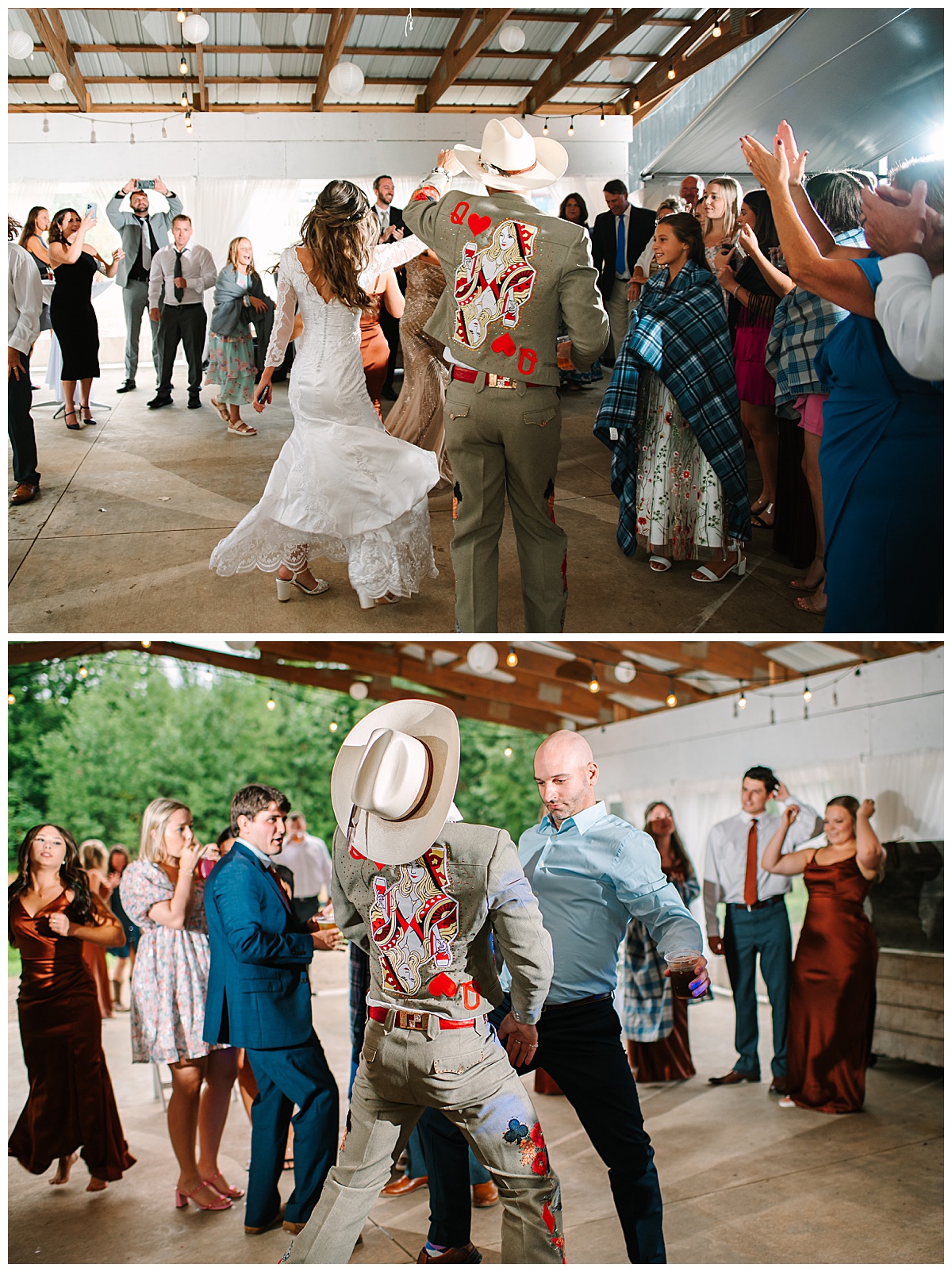 Groom and bride dance with guests for Michigan Wedding Photographer