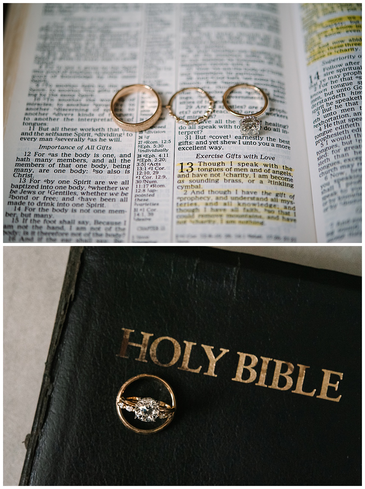 Bible with rings by Brittany Emerson Photography