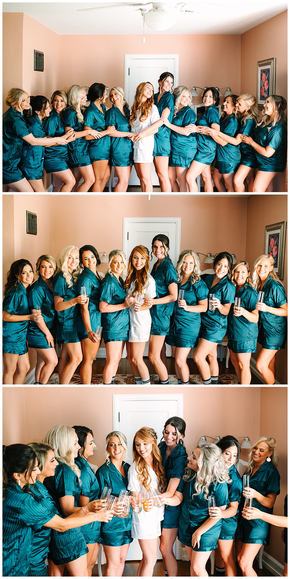 Bride is surrounded by bridal party for Brittany Emerson Photography