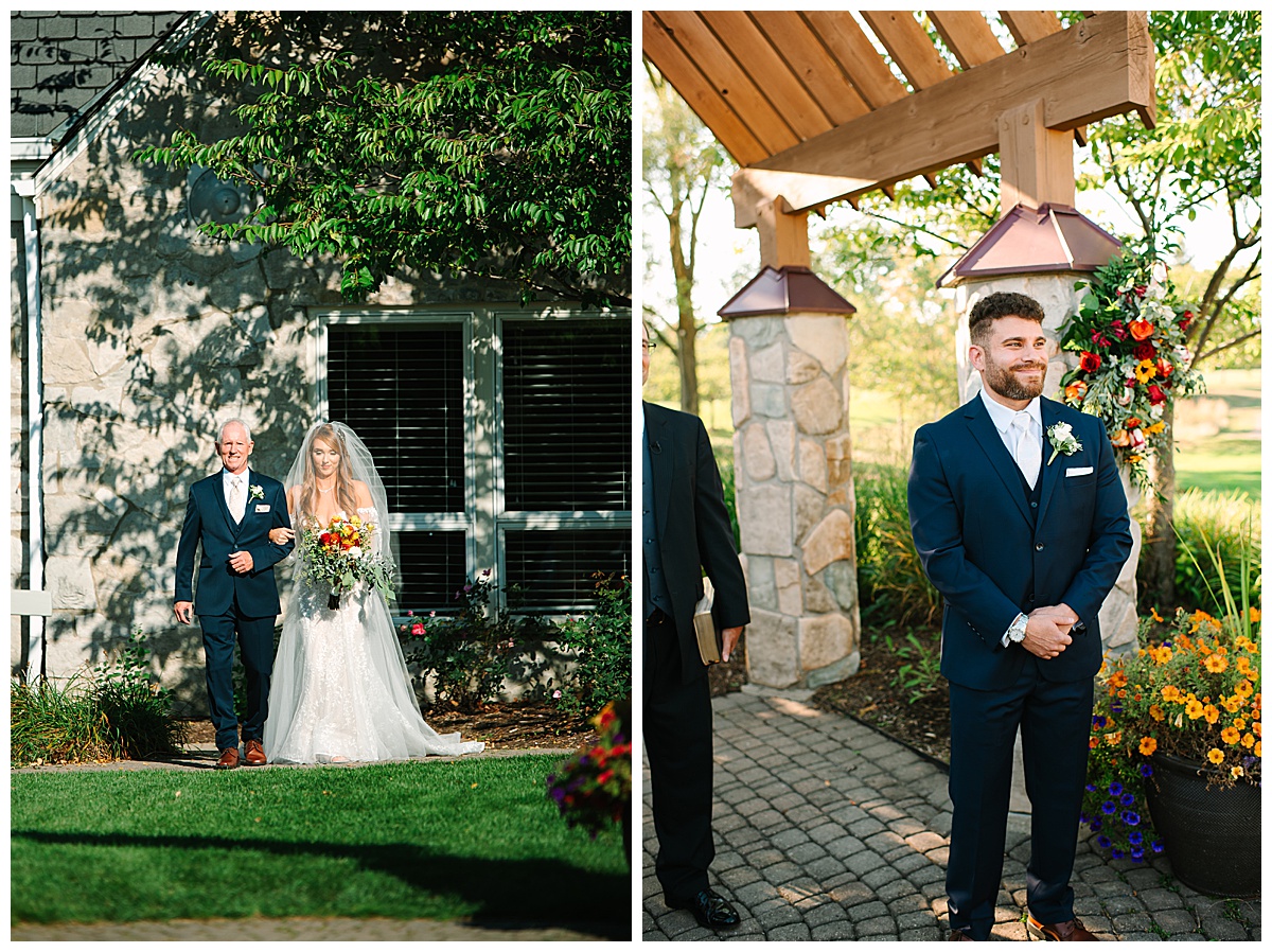 Man sees woman walking down the aisle for Brittany Emerson Photography