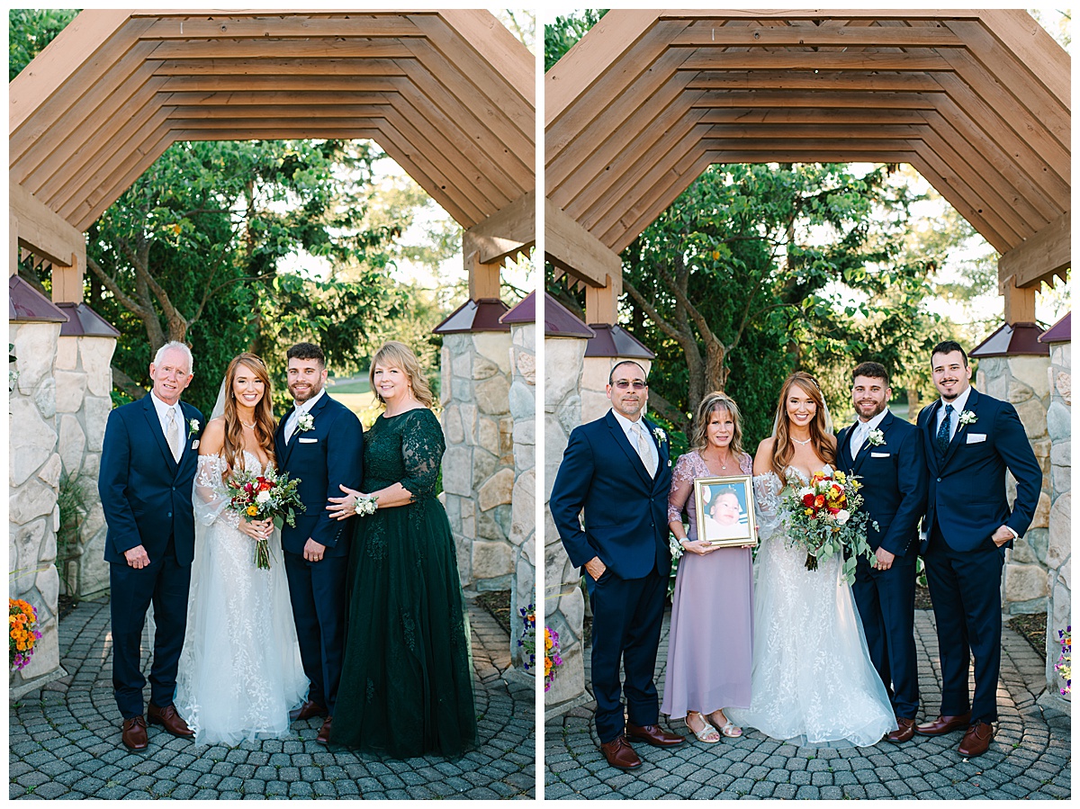 Family surround married couple with smiles for Brittany Emerson Photography