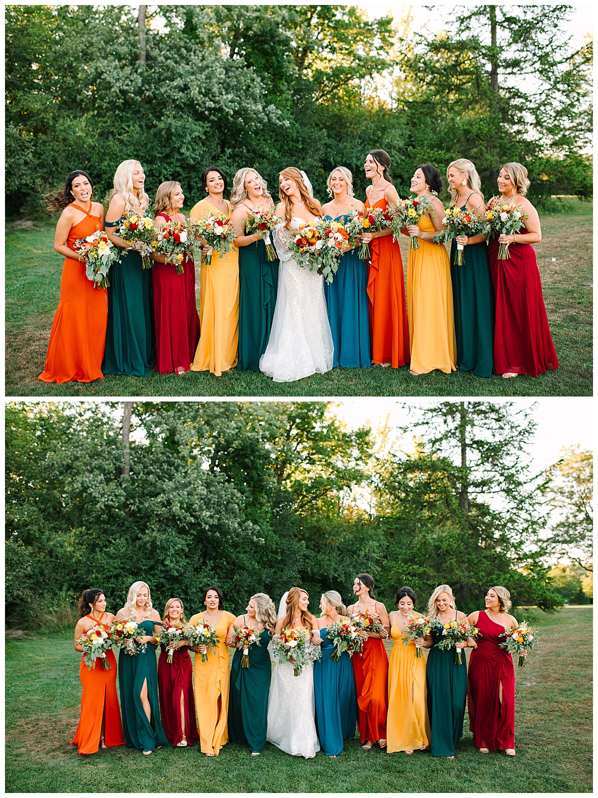Beautiful bright bridesmaids dresses for Brittany Emerson Photography