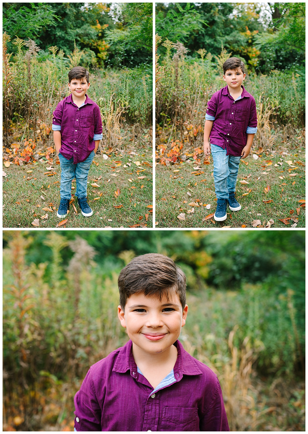 Boy smiles during Oakland County Family Session