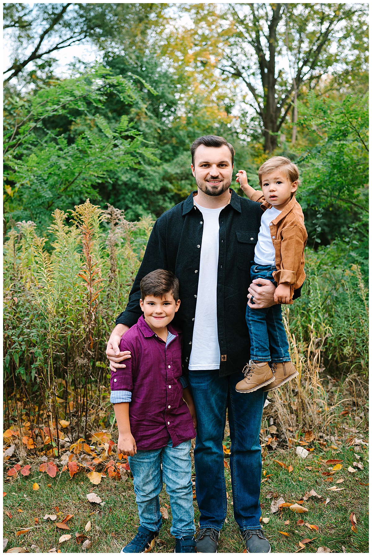 Dad with sons for Oakland County Family Session